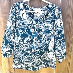 New York & Company💥Teal and White Blouse